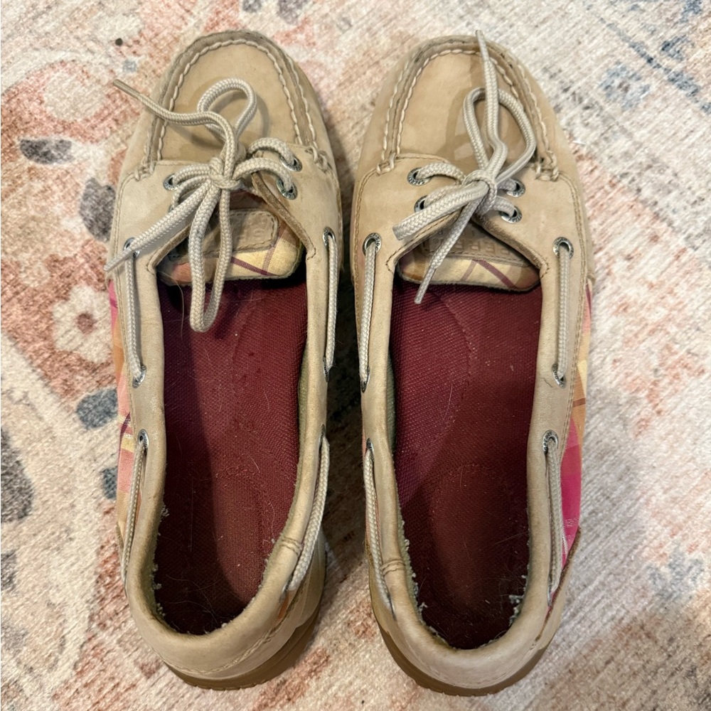 Tan and Pink Women Sperry Shoes